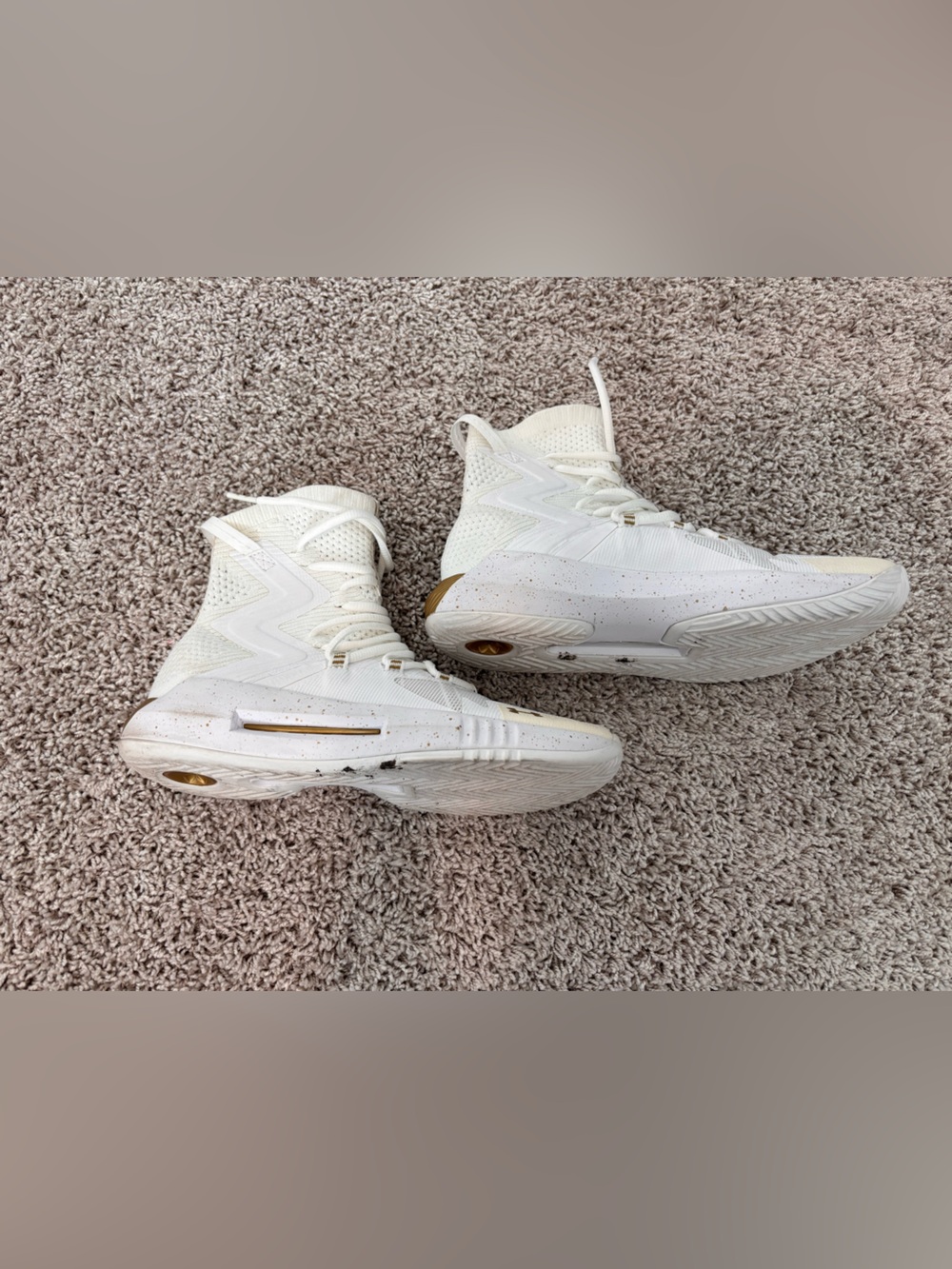 Under Armour Cream and Gold High-Top Athletic Shoes
